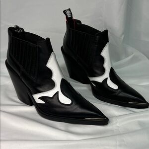 Elegant Black and White Ankle Booties